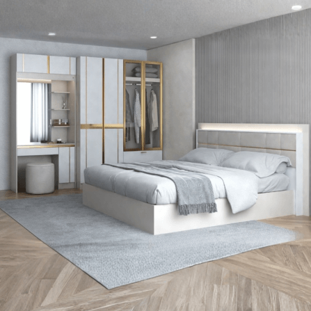 ชุดห้องนอน 6 ฟุต WISDOM DESIGN FURNITURE รุ่น RACHEL160 สีขาว/ครีม_6